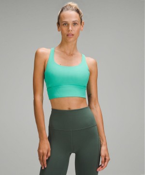 Sujetador Deportivo Lululemon Energy Longline Acanalado Bra Medium Support, B–D Cups Mujer Verde Chile | 218QJVFRN