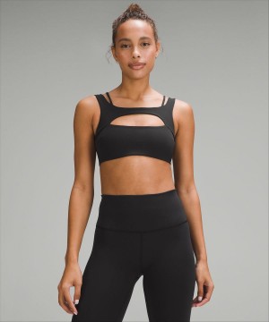 Sujetador Deportivo Lululemon Everlux Front Cut-Out Train Bra Light Support, B/C Cup Mujer Negras Chile | 896TAXHWB