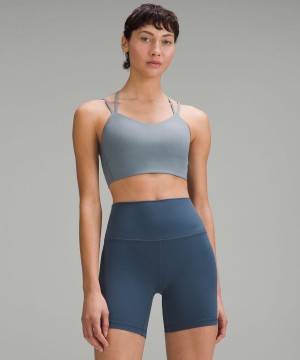Sujetador Deportivo Lululemon Like a Cloud Acanalado Longline Bra Light Support, B/C Cup Mujer Azules Chile | 951VTMQLY