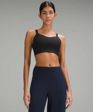 Sujetador Deportivo Lululemon Like a Cloud Acanalado Longline Bra Light Support, B/C Cup Mujer Negras Chile | 413YWIBKZ