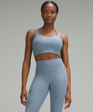 Sujetador Deportivo Lululemon Like a Cloud Longline Acanalado Bra Light Support, D/DD Cups Mujer Azules Chile | 369SOLCVE