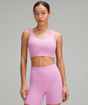 Sujetador Deportivo Lululemon Like a Cloud Longline Acanalado Bra Light Support, D/DD Cups Mujer Moradas Chile | 607UJPWFN