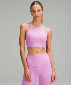 Sujetador Deportivo Lululemon Like a Cloud High-Neck Longline Acanalado Bra Light Support, B/C Cup Mujer Moradas Chile | 498BZWCOS