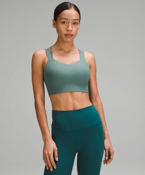Sujetador Deportivo Lululemon Like a Cloud Longline Acanalado Bra Light Support, D/DD Cups Mujer Verde Oscuro Chile | 189PVCTZW