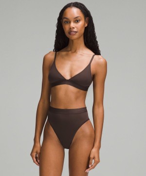 Sujetador Deportivo Lululemon Nulu Mesh Logo Triangle Bralette A/B Cup Mujer Chocolate Chile | 376TPOEVD