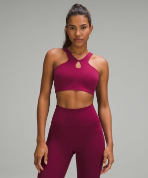 Sujetador Deportivo Lululemon SmoothCover Front Cut-Out Yoga Bra Light Support, A/B Cup Mujer Burdeos Chile | 856NXCUBM