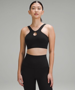 Sujetador Deportivo Lululemon SmoothCover Front Cut-Out Yoga Bra Light Support, A/B Cup Mujer Negras Chile | 390PLIZFA