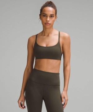 Sujetador Deportivo Lululemon Wunder Train Tiras Racer Bra Acanalado Light Support, A/B Cup Mujer Verde Oliva Oscuro Chile | 631NMXUYV