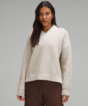 Truien Lululemon Alpaca Lana-Blend V-Neck Mujer Blancas Chile | 651FXDGBK