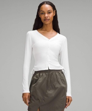 Truien Lululemon Side-Cinch Acanalado Cardigan Mujer Blancas Chile | 014CFSTDL