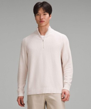 Truien Lululemon Textured Knit Half-Zip Hombre Beige Blancas Chile | 865TLCDVE