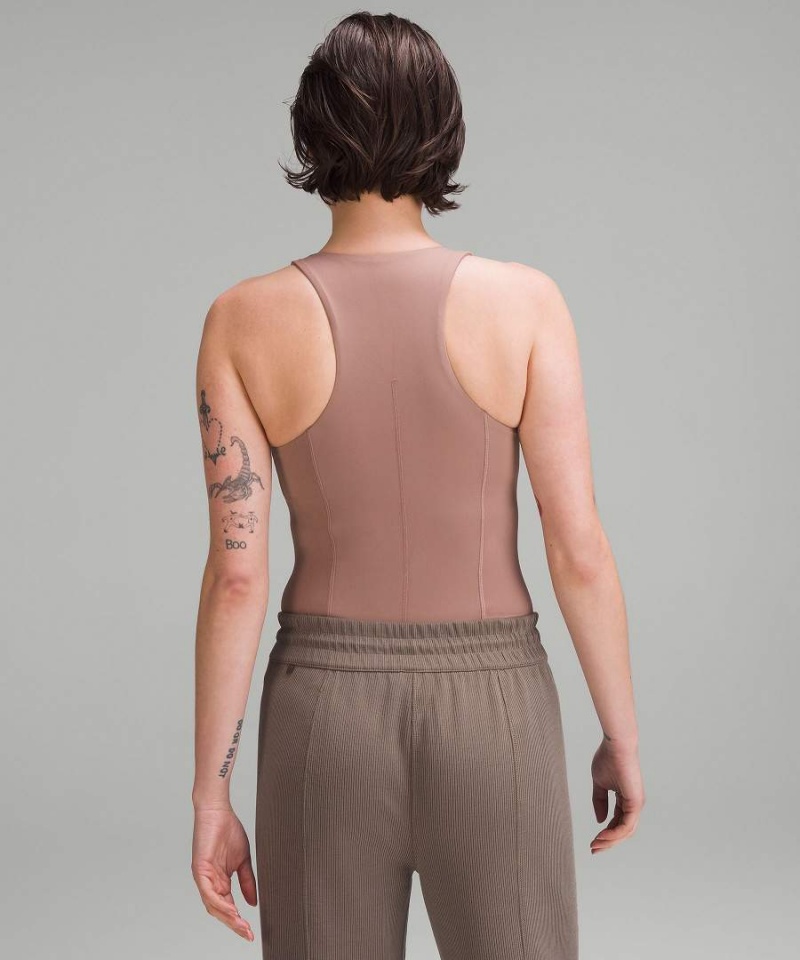 Body Lululemon High-Neck Tight-Fit Shelf Bodysuit Mujer Rosas Chile | 054KQCINW