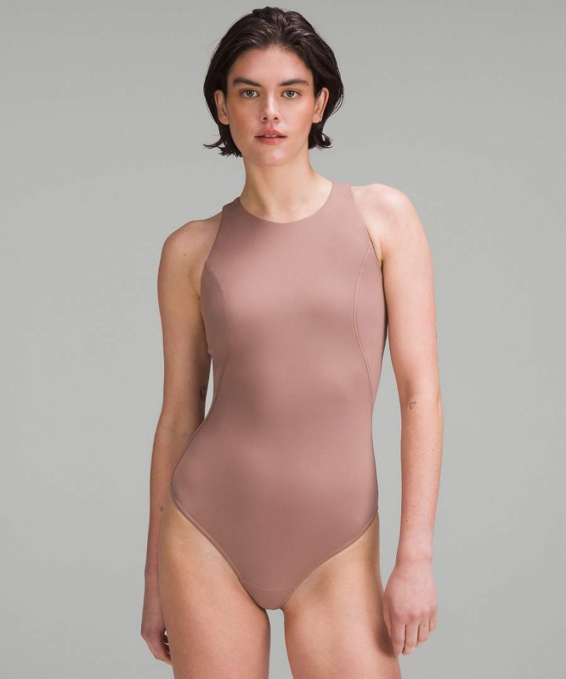 Body Lululemon High-Neck Tight-Fit Shelf Bodysuit Mujer Rosas Chile | 054KQCINW