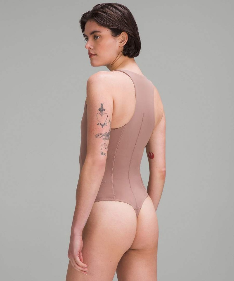 Body Lululemon High-Neck Tight-Fit Shelf Bodysuit Mujer Rosas Chile | 054KQCINW