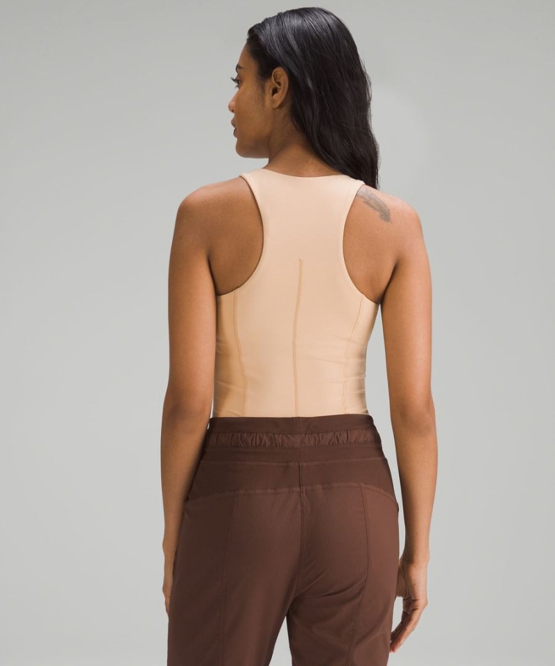 Body Lululemon High-Neck Tight-Fit Shelf Bodysuit Mujer Beige Chile | 803RHGFYD