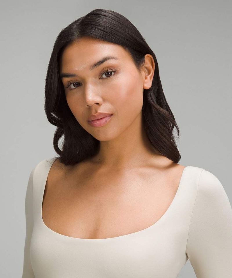 Body Lululemon Wundermost Ultra-Soft Nulu Square-Neck Long-Sleeve Mujer Beige Chile | 248VGFQBY