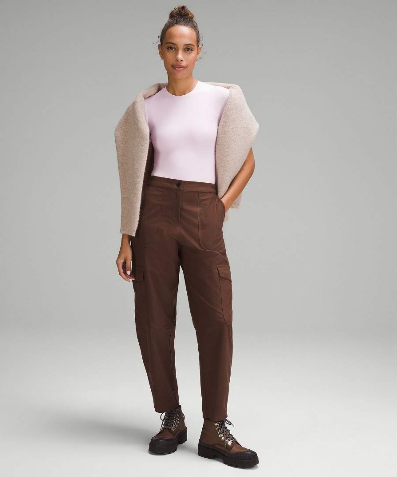 Body Lululemon Wundermost Ultra-Soft Nulu Corta-Sleeve Crew Tanga Mujer Rosas Chile | 856WVOQJD