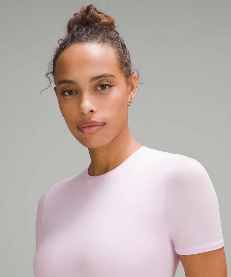 Body Lululemon Wundermost Ultra-Soft Nulu Corta-Sleeve Crew Tanga Mujer Rosas Chile | 856WVOQJD