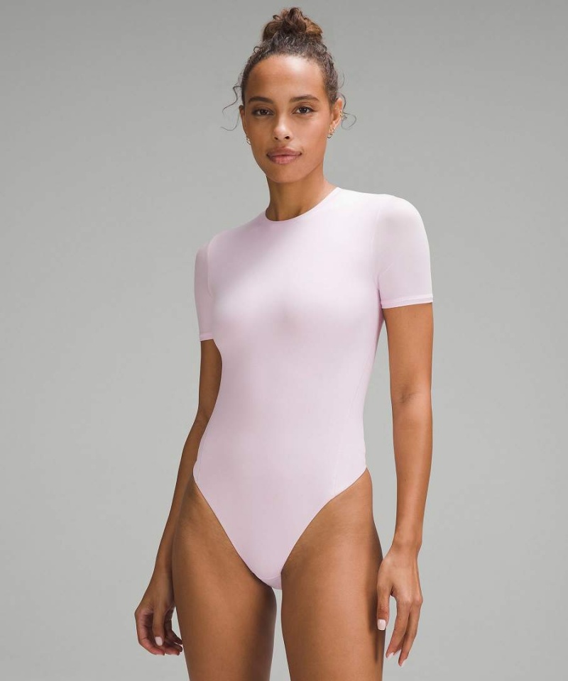 Body Lululemon Wundermost Ultra-Soft Nulu Corta-Sleeve Crew Tanga Mujer Rosas Chile | 856WVOQJD