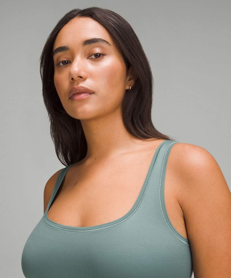 Body Lululemon Wundermost Ultra-Soft Nulu Square-Neck Sin Manga Mujer Verde Oscuro Chile | 731SUPTYQ