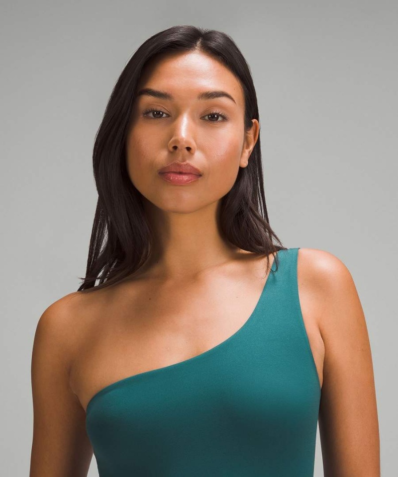 Body Lululemon Wundermost Ultra-Soft Nulu Asymmetrical Mujer Turquesa Chile | 856HOVXYI
