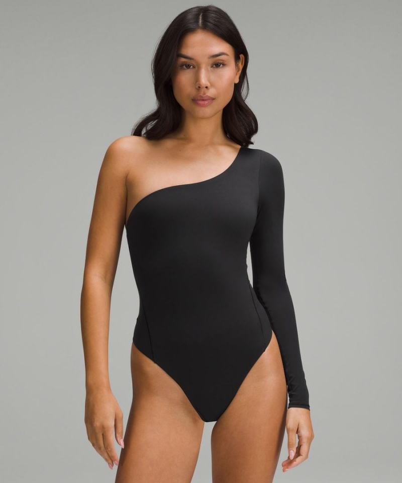 Body Lululemon Wundermost Ultra-Soft Nulu Long-Sleeve One-Shoulder Mujer Negras Chile | 287LWOBCU