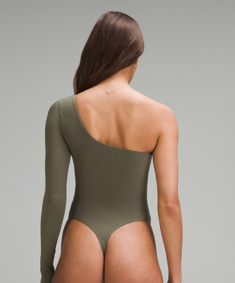 Body Lululemon Wundermost Ultra-Soft Nulu Long-Sleeve One-Shoulder Mujer Verde Chile | 704TGZWVB