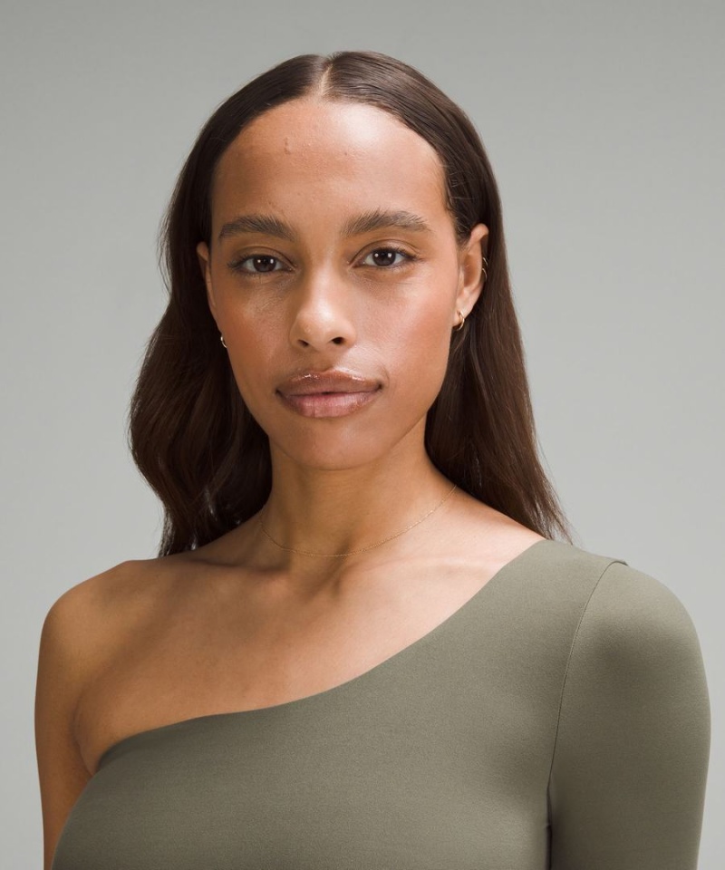 Body Lululemon Wundermost Ultra-Soft Nulu Long-Sleeve One-Shoulder Mujer Verde Chile | 704TGZWVB