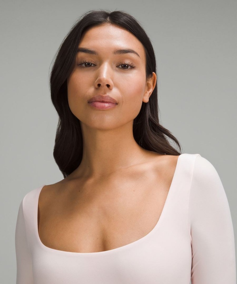 Body Lululemon Wundermost Ultra-Soft Nulu Square-Neck Long-Sleeve Mujer Rojas Claro Chile | 406OUDWMP