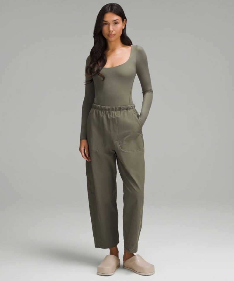 Body Lululemon Wundermost Ultra-Soft Nulu Square-Neck Long-Sleeve Mujer Verde Chile | 769RCPGMN