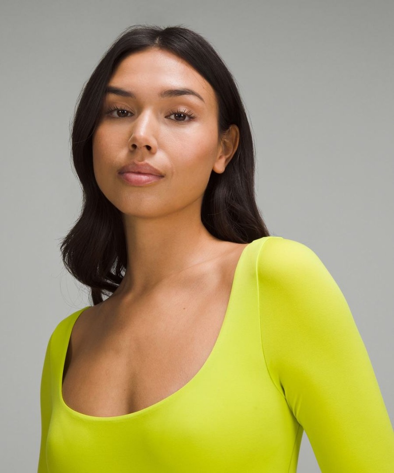 Body Lululemon Wundermost Ultra-Soft Nulu Square-Neck Long-Sleeve Mujer Verde Claro Chile | 542NLZDKT