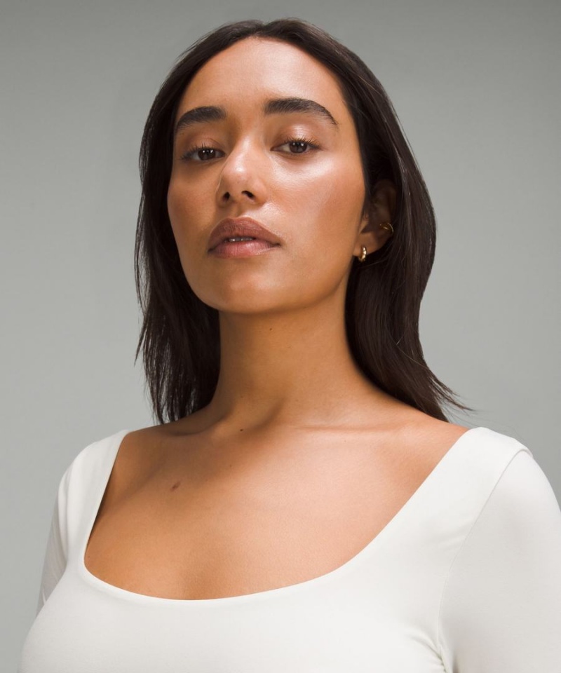 Body Lululemon Wundermost Ultra-Soft Nulu Square-Neck Long-Sleeve Mujer Beige Chile | 415FCJUSK