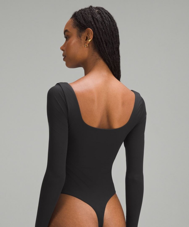 Body Lululemon Wundermost Ultra-Soft Nulu Square-Neck Long-Sleeve Mujer Negras Chile | 531DLSXZW
