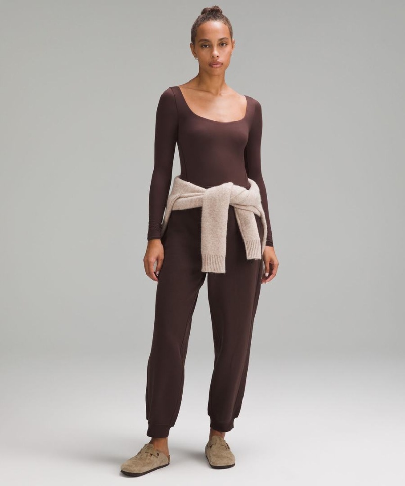 Body Lululemon Wundermost Ultra-Soft Nulu Square-Neck Long-Sleeve Mujer Chocolate Chile | 769TUJPWO