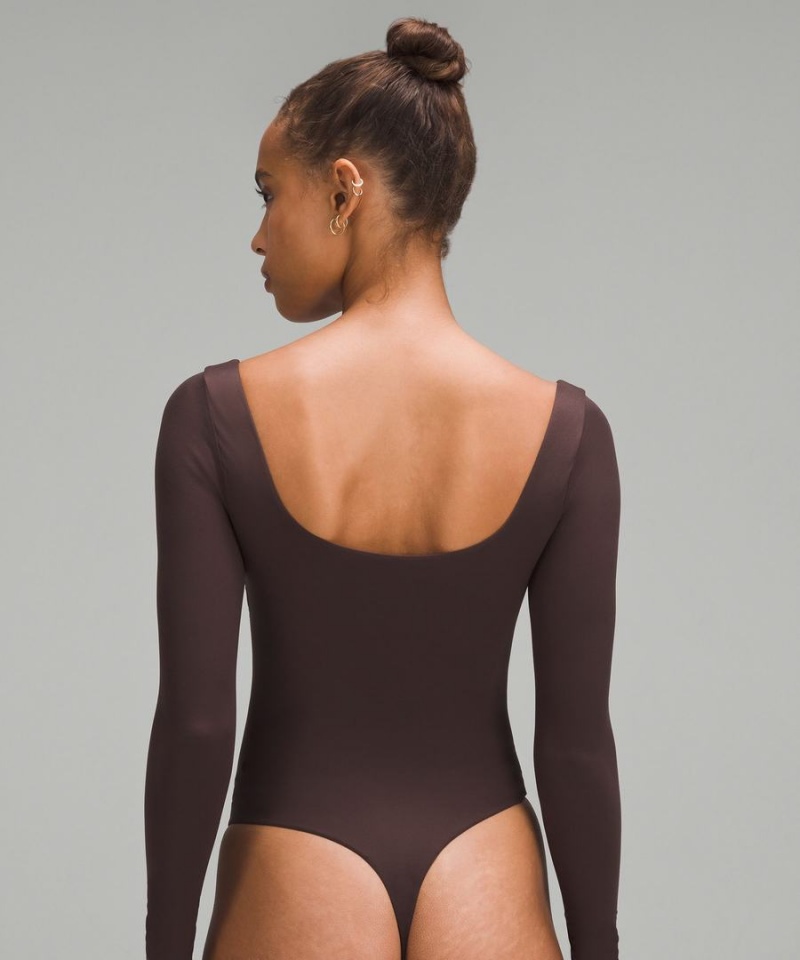 Body Lululemon Wundermost Ultra-Soft Nulu Square-Neck Long-Sleeve Mujer Chocolate Chile | 769TUJPWO
