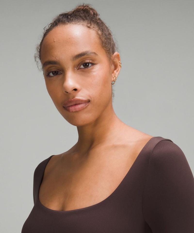 Body Lululemon Wundermost Ultra-Soft Nulu Square-Neck Long-Sleeve Mujer Chocolate Chile | 769TUJPWO