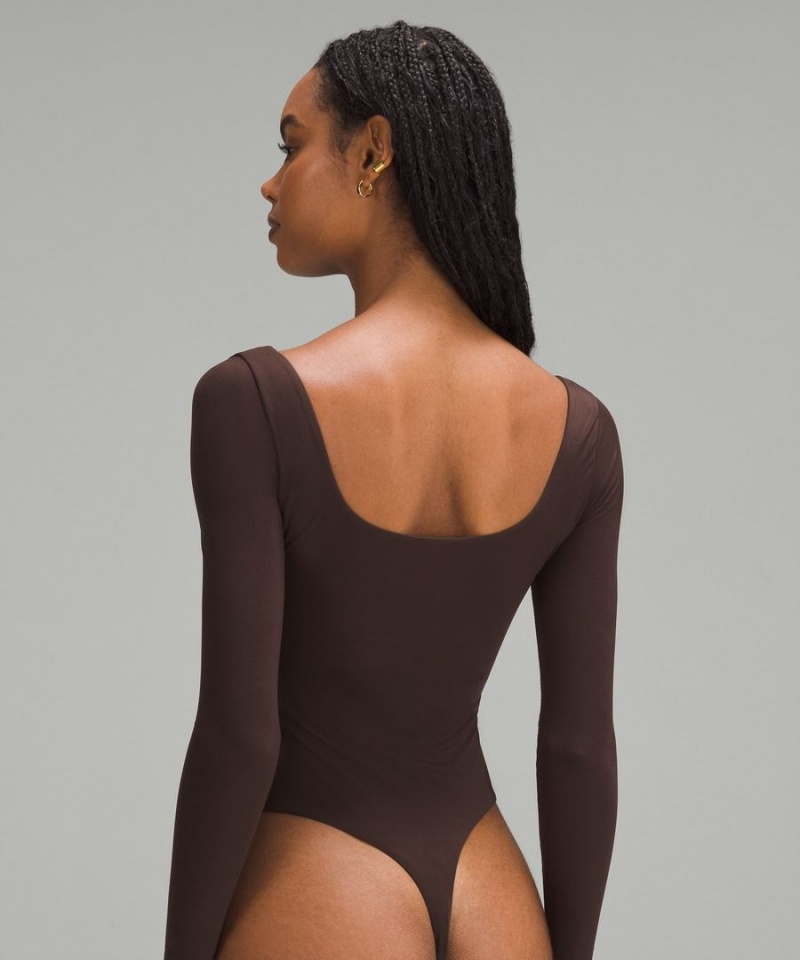 Body Lululemon Wundermost Ultra-Soft Nulu Square-Neck Long-Sleeve Mujer Chocolate Chile | 415HXIMYO