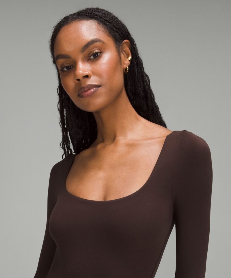 Body Lululemon Wundermost Ultra-Soft Nulu Square-Neck Long-Sleeve Mujer Chocolate Chile | 415HXIMYO