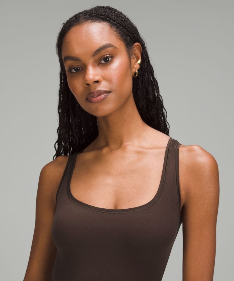 Body Lululemon Wundermost Ultra-Soft Nulu Square-Neck Sin Manga Mujer Chocolate Chile | 245JOBPHC