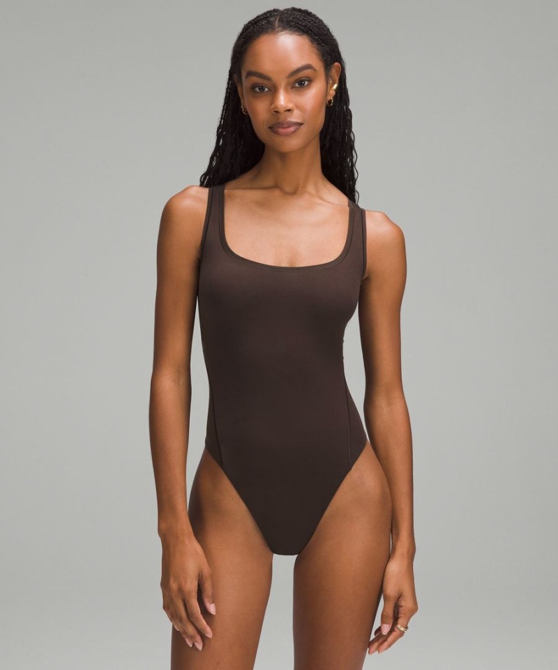 Body Lululemon Wundermost Ultra-Soft Nulu Square-Neck Sin Manga Mujer Chocolate Chile | 245JOBPHC