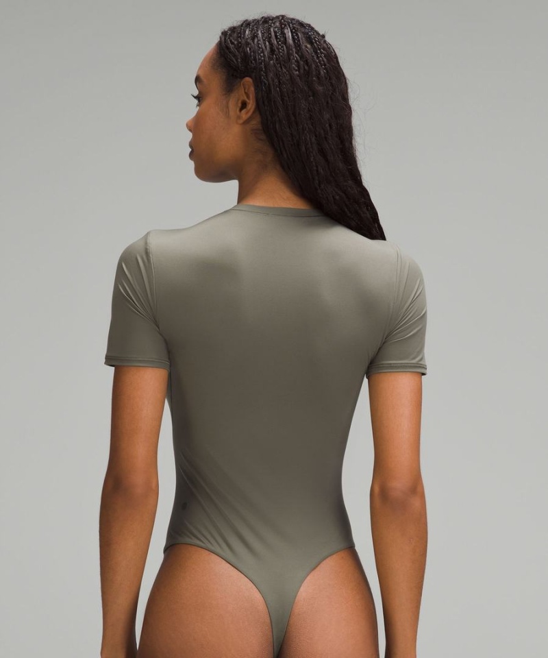 Body Lululemon Wundermost Ultra-Soft Nulu Corta-Sleeve Crew Tanga Mujer Verde Chile | 854JYNMXT