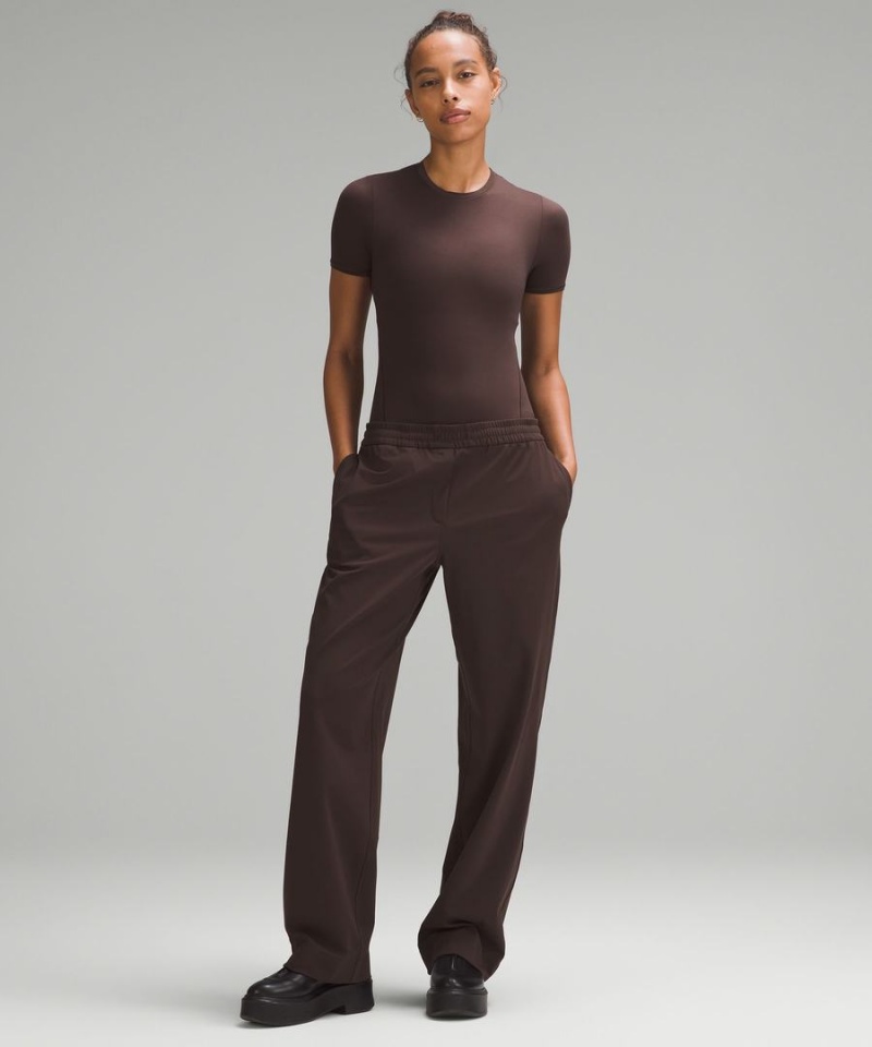 Body Lululemon Wundermost Ultra-Soft Nulu Corta-Sleeve Crew Tanga Mujer Chocolate Chile | 839RKMAUO