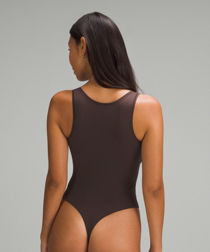 Body Lululemon Wundermost Ultra-Soft Nulu Square-Neck Sin Manga Mujer Chocolate Chile | 146LRSGOA