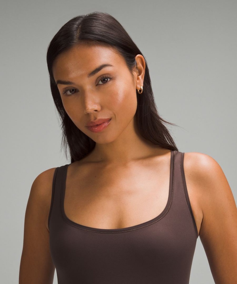 Body Lululemon Wundermost Ultra-Soft Nulu Square-Neck Sin Manga Mujer Chocolate Chile | 146LRSGOA