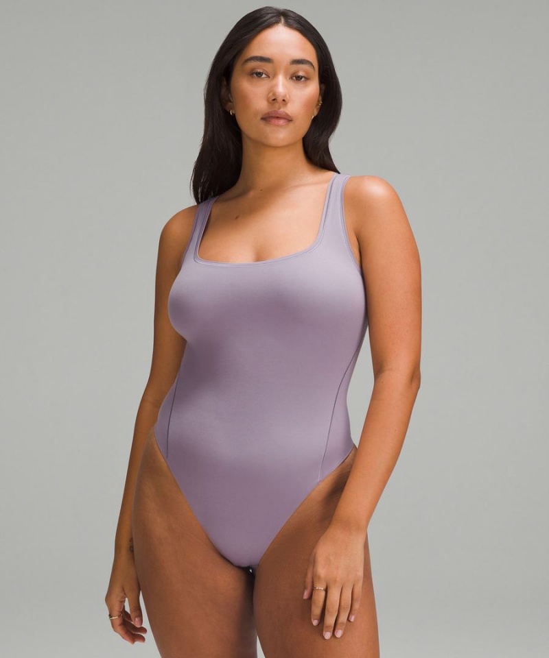 Body Lululemon Wundermost Ultra-Soft Nulu Square-Neck Sin Manga Mujer Moradas Gris Chile | 937ZQPRTD