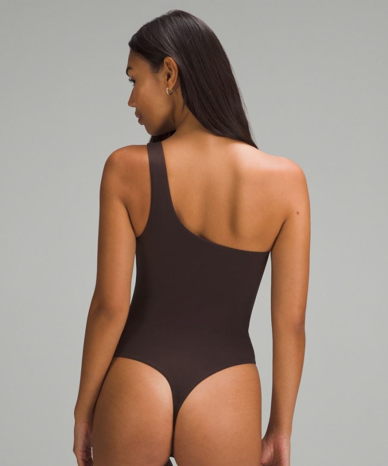 Body Lululemon Wundermost Ultra-Soft Nulu Asymmetrical Mujer Chocolate Chile | 673VCMRIA