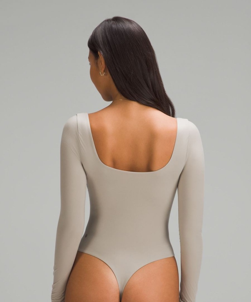 Body Lululemon Wundermost Ultra-Soft Nulu Square-Neck Long-Sleeve Mujer Gris Chile | 091ATZLXC