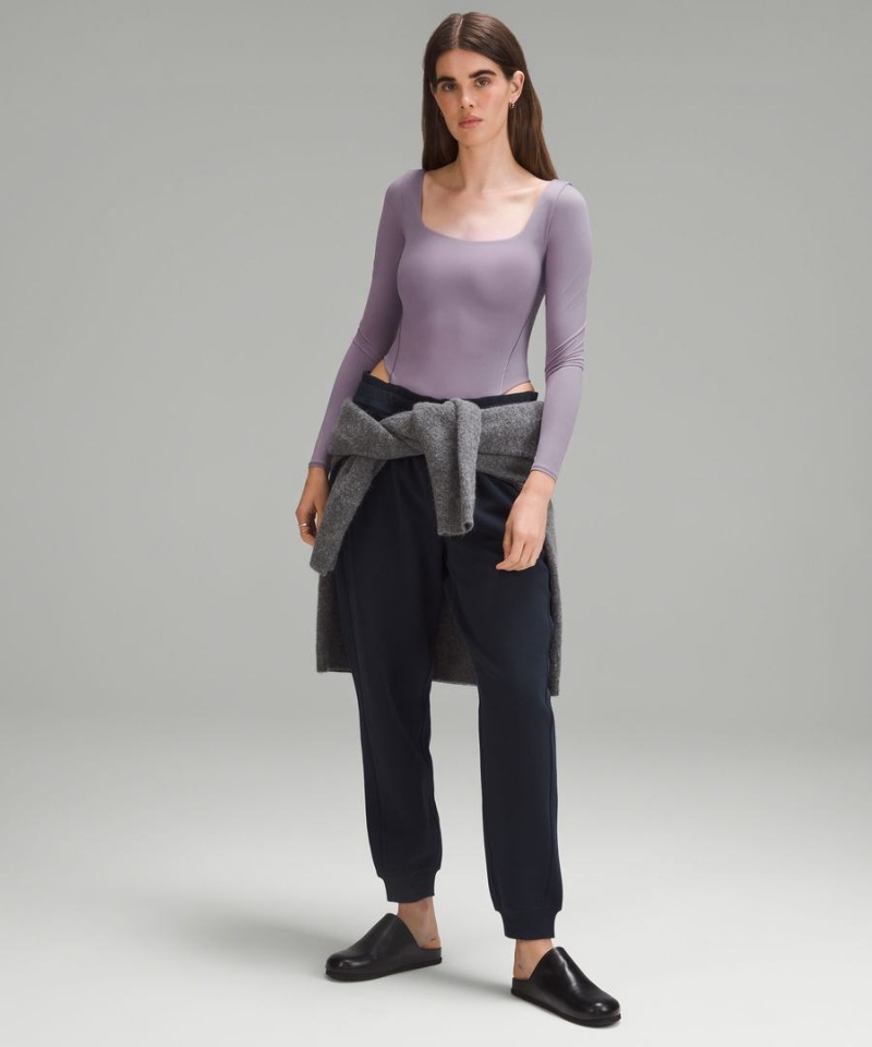 Body Lululemon Wundermost Ultra-Soft Nulu Square-Neck Long-Sleeve Mujer Moradas Gris Chile | 986MDETOY