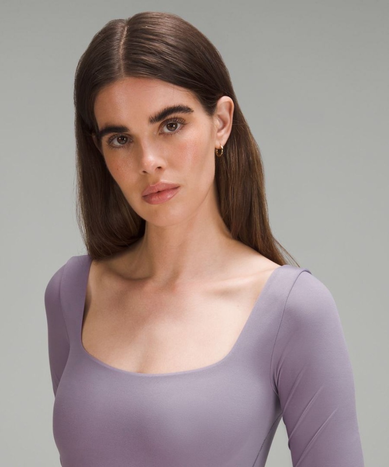 Body Lululemon Wundermost Ultra-Soft Nulu Square-Neck Long-Sleeve Mujer Moradas Gris Chile | 986MDETOY