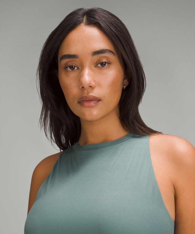 Body Lululemon Wundermost Ultra-Soft Nulu High-Neck Sin Manga Mujer Verde Oscuro Chile | 295FQRTDE